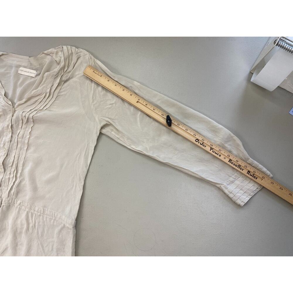 4 Love Liberty Johnny Was Silk Tunic Top Large Beige Sheer Beach Boho Peasant - Picture 10 of 15